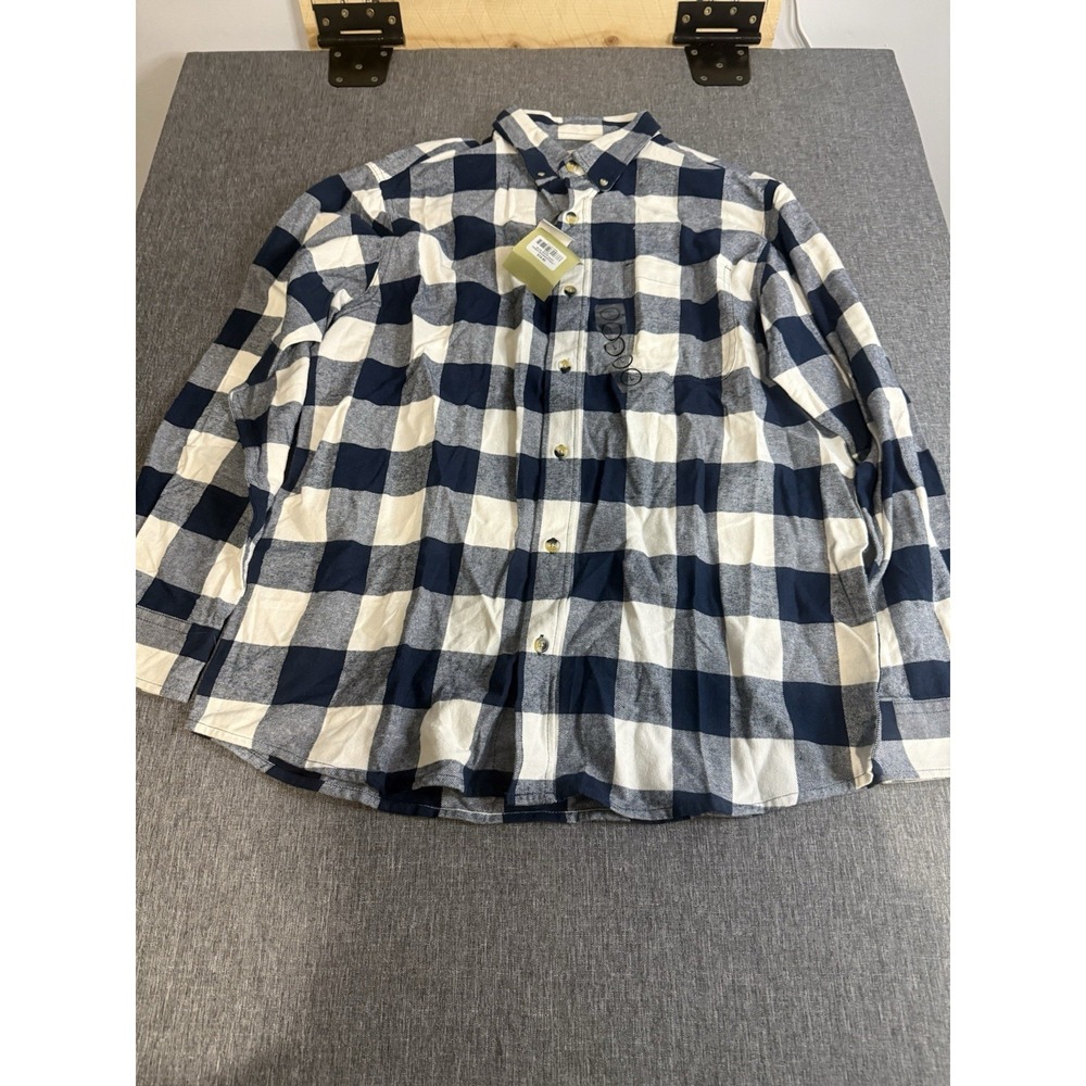 Hobbs Creek Men's Sz L Blue White Plaid Flannel Long Sleeve Button Up Shirt NWT
